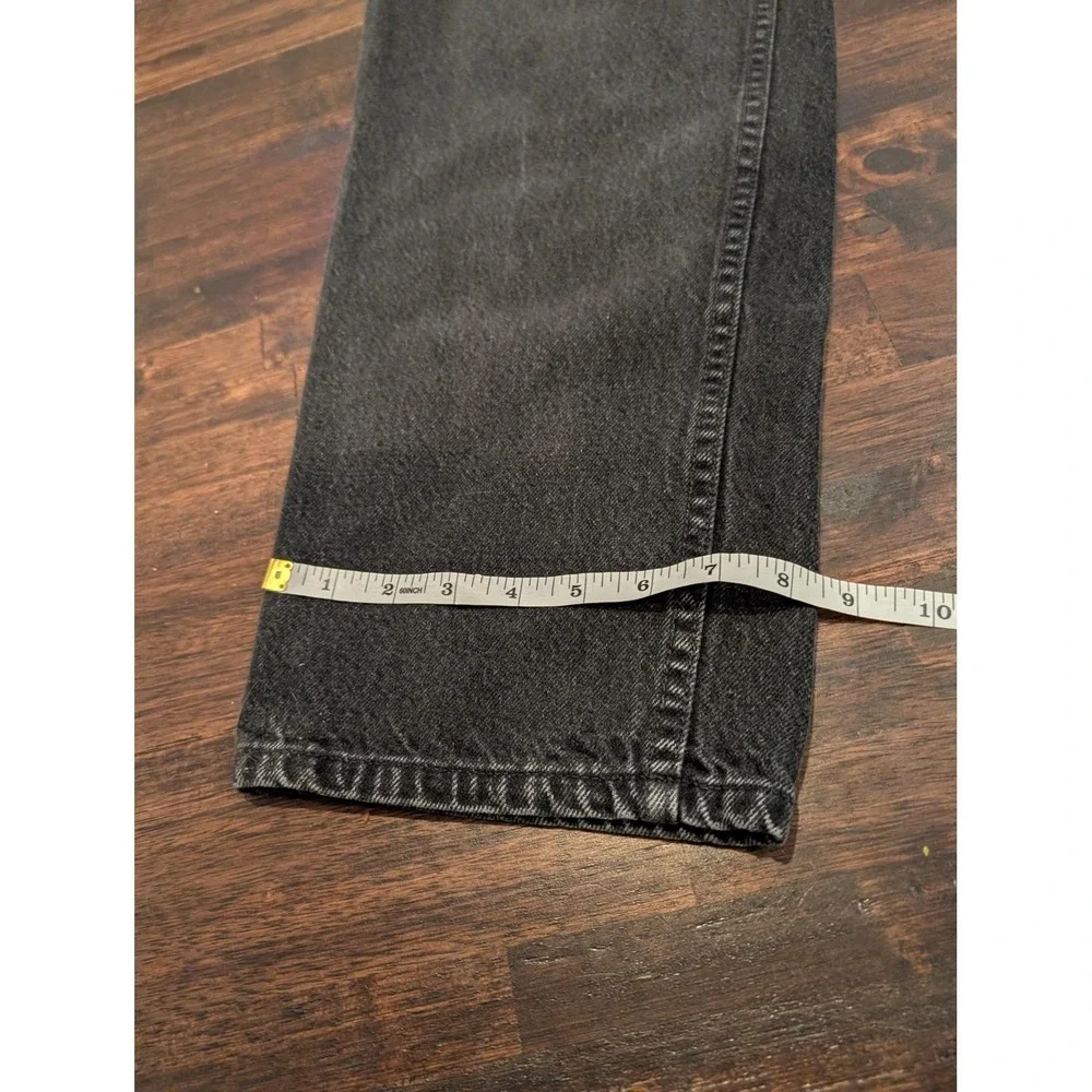 Vintage Black Denim Jeans Mens 33x32 Black Straight Leg Zip Fly‎ Made in USA 90s